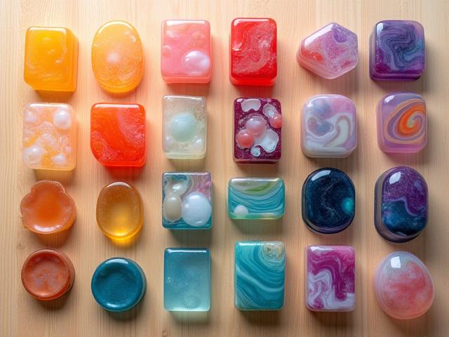 A vibrant display of colorful resin blanks, ready to be turned into fountain pens.