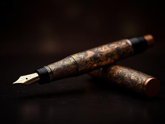 Custom urushi pen with Mokume-gane style pattern