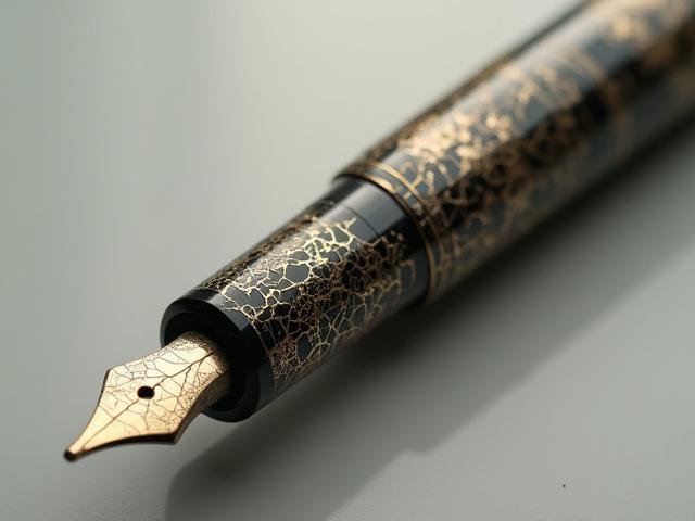 Urushi fountain pen with Kase-nuri (cracked ice) pattern