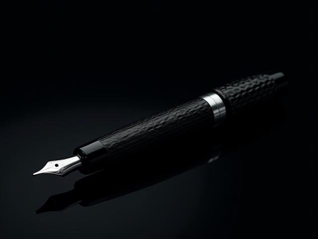 Kuro-Ishime urushi pen with silver trim