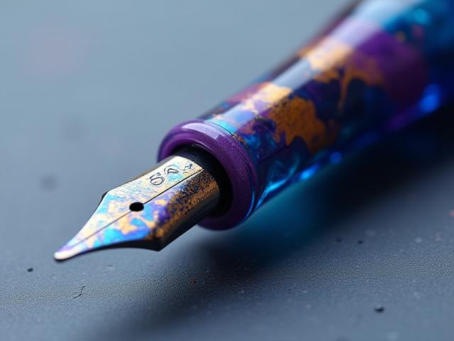 Vibrant, swirled custom resin fountain pen