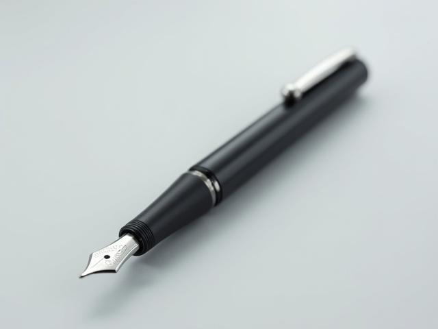 A classic black ebonite pen with smooth, matte finish and subtle sheen.